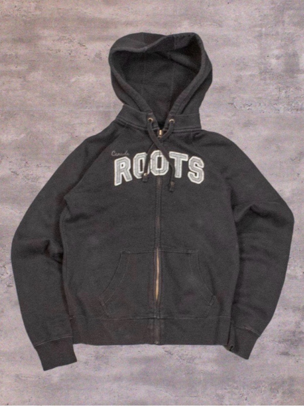 Vintage‎ VTG Y2K's 00's Root's Canada Zip Collegiate Spellout Y2K Black Hoodie
